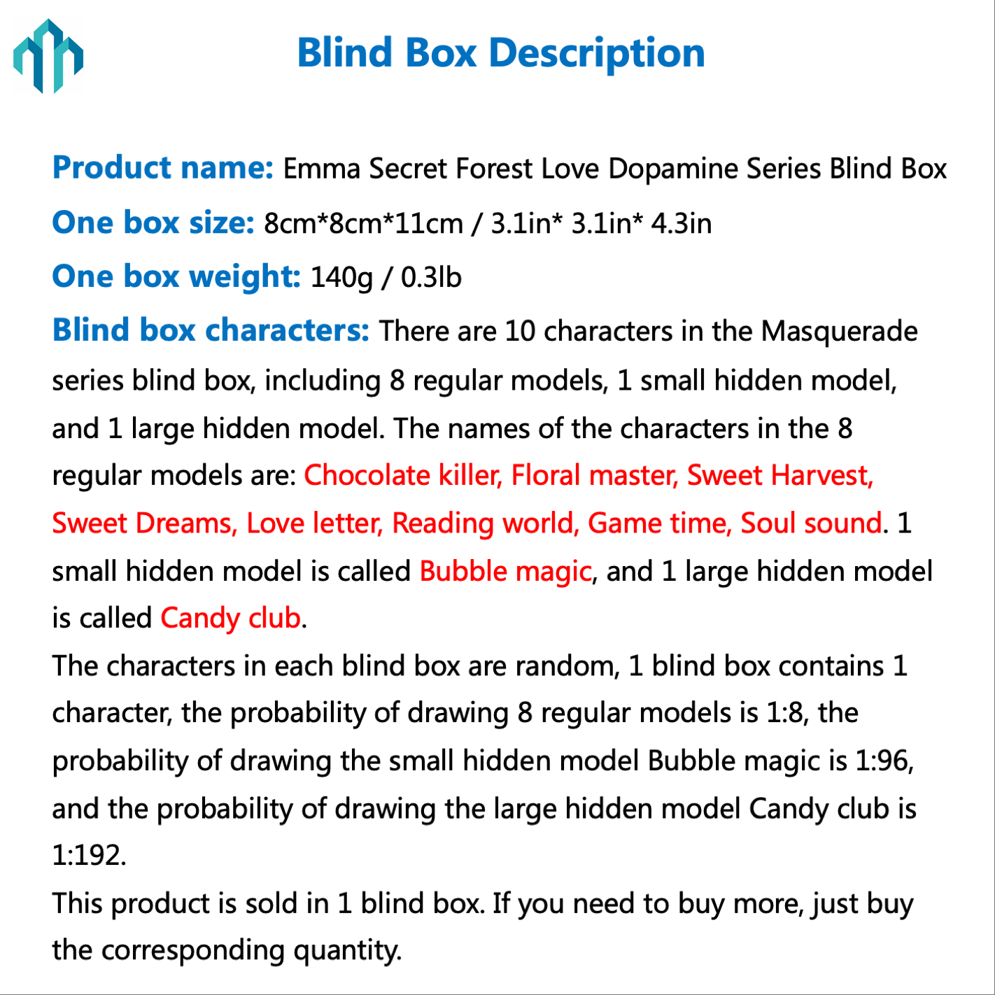 G16-EMMA Love Dopamine Series Mysterious Character Blind Box (Set of 8)