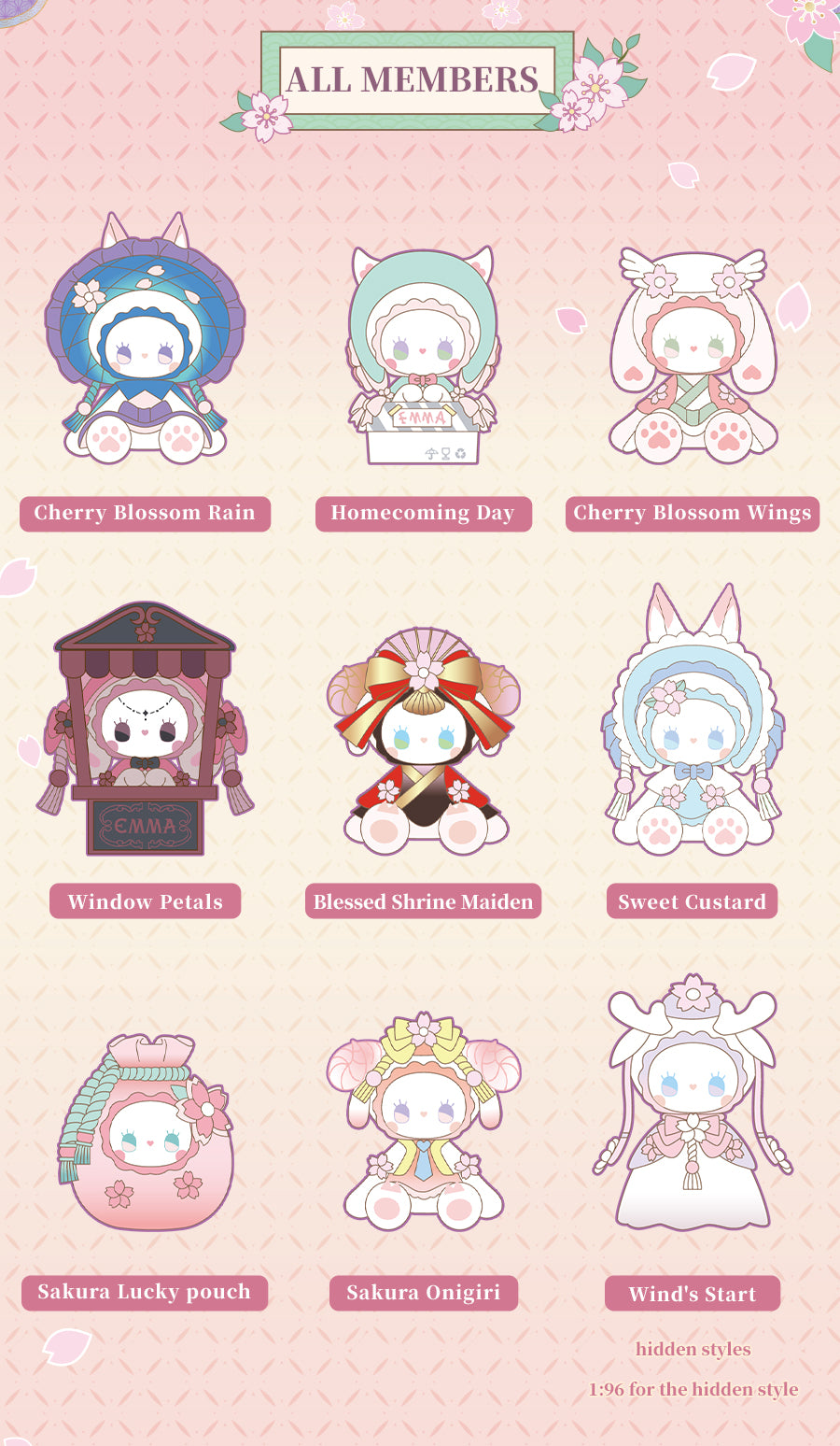 G4-EMMA Evening Cherry Blossom Collection Mysterious Character Blind Box (Set of 8)