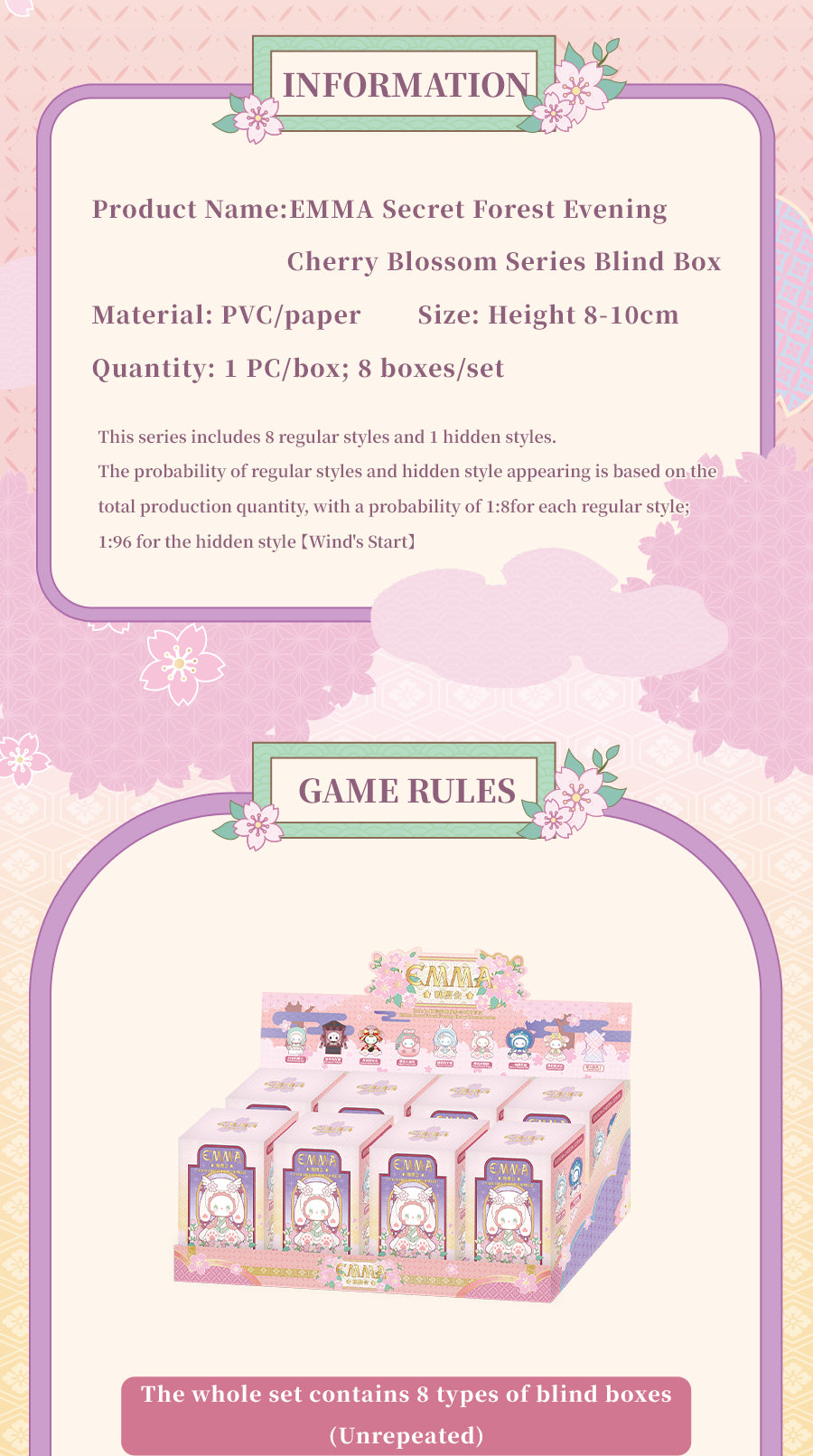 G4-EMMA Evening Cherry Blossom Collection Mysterious Character Blind Box (Set of 8)